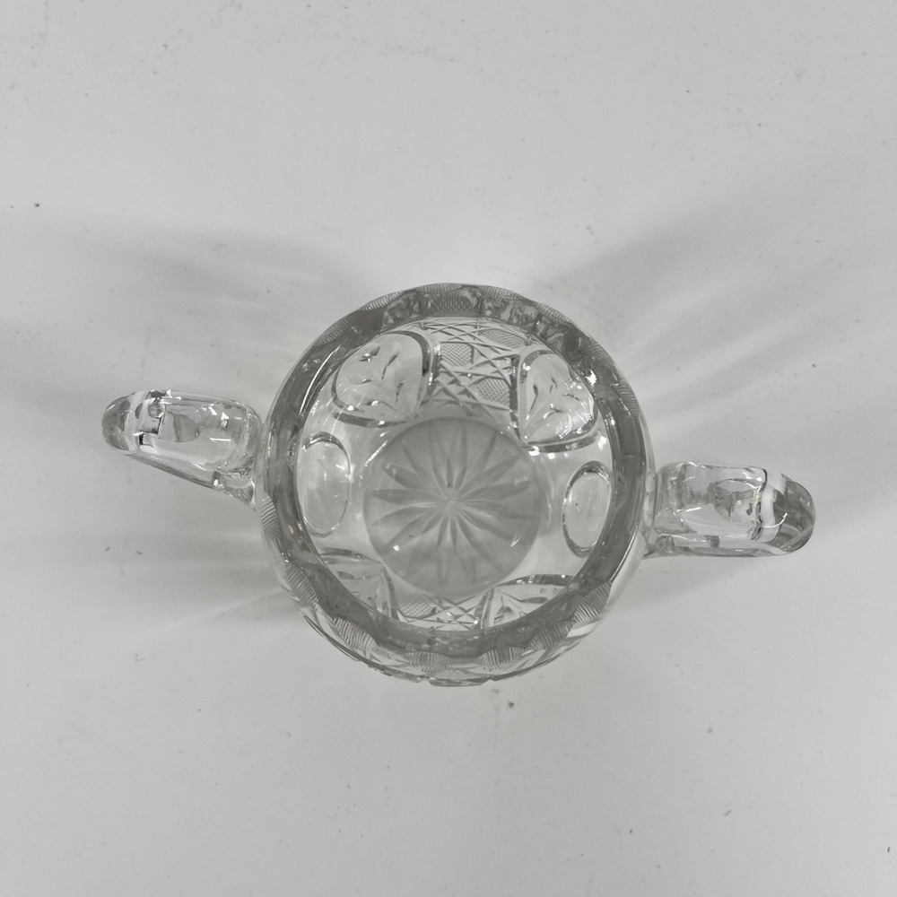 Vintage Sugar Bowl American Cut Glass Open Doubled Handled - Picture 2 of 5